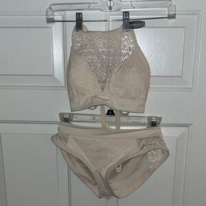Off White Lace Bralette and Bikini Bottom Set